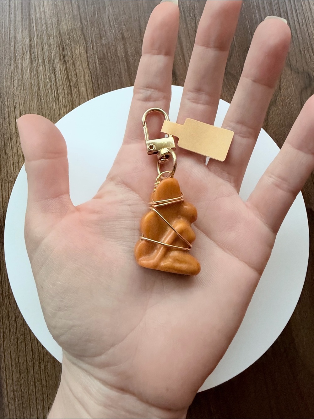 Orange Jasper Fairy Bag Charm / Key Chain Gold